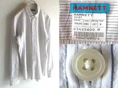 00s HAMNETT キャサリンハムネット ラメ混 ストレッチレーヨンナイロン バイアス 斜め ストライプシャツ M 白 銀 Y2K アーカイブ ネコポスのサムネイル