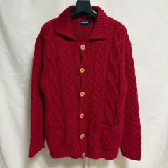 UNIQLO U ウール ケーブル KARA（カラ） カーディガン / レッド M