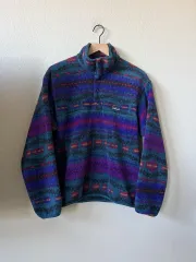 90s patagonia パタゴニア Synchilla（シンチラ） スナップ-T PURPLE パープル/ブルー/レッド USA