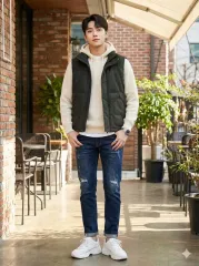 エヴィス カーキ色 ダウン ベスト BEST_105