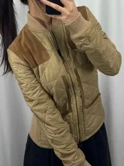 ポロ スウェード パッチ キルティング ジップアップ ジャケット