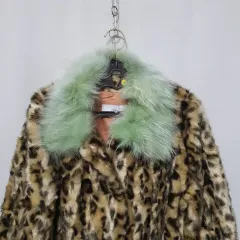 I135 DEWL レディース レオパード柄ファーコート 55