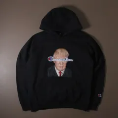 Champion チャンピオン STREET パロディ プリンティング 起毛 ブラック WHO フード