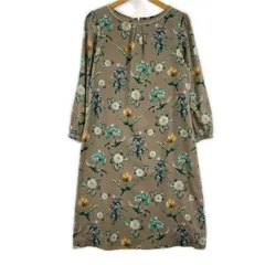 SunaUna スーナウーナ 花柄ワンピース size40/ベージュ系