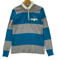 LACOSTE ラコステ ボーダー 長袖ポロシャツ size42/グレー×ブルー×アイボリー