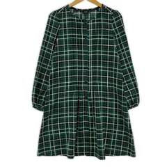 To b. by agnès b. トゥービー バイ アニエスベー チェック フレアワンピース size34/グリーン
