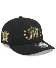 ニューエラ メンズ アクセサリー 帽子 New Era Mens Black Miami Marlins 2024 Armed Forces Day Low Profile 9FIFTY Snapback Hat Black ブラック