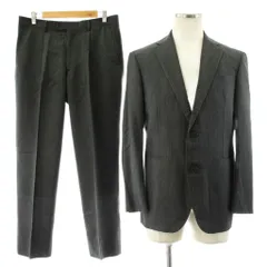 ミラショーン mila schon シングルスーツ セットアップ 上下 テーラードジャケット 背抜き パンツ ジップフライ ウール 総柄 46C グレー /KU