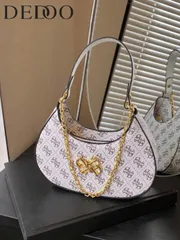 バッグ レディース ショルダーバッグ クレセントバッグ 通勤バッグ シンプル ショルダー アンダーアーム ハンドバッグ、プリント ファッション シンプル チェーン ワンショルダー、仕事、パーティー、2025年バレン