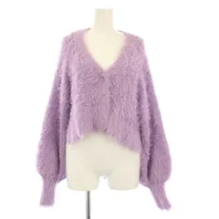 ラベルエチュード LA BELLE ETUDE フェザーヤーンショートニットカーディガン F 紫 パープル Vネック 長袖  ETSND0922001 /KH