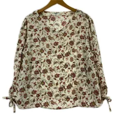 NATURAL BEAUTY BASIC ナチュラルビューティーベーシック 花柄 プルオーバーブラウス sizeM/オフホワイト×ピンク