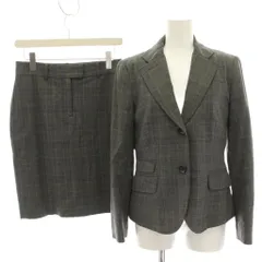 プレミスフォーセオリーリュクス Premise for Theory Luxe スーツ テーラードジャケット シングル 2B タイトスカート ひざ丈 38 グレー チェック ウール /HN