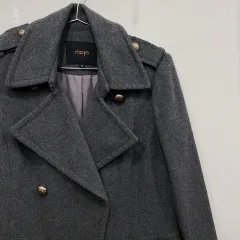 マージュ ネックフック ゴールド ウール ダブルボタン ロングコート