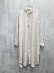 DOUBLEDAY ダブルデイ リネン ロング マキシ丈 前開き 羽織り シャツ ワンピース ナチュラル sizeF/ベージュ ■◇ レディース