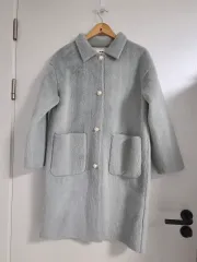 ミント色 アンゴラ スタイル ロングコート ウール コート