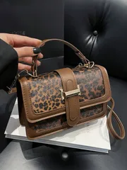 バッグ レディース ハンドルバッグ レトロファッション ヒョウ柄 スモールスクエア ハンドバッグ、カジュアルからビジネスまで使える ショルダーバッグ、母の日ギフトに最適、アニマル柄 レディースバッグ、ヴィンテージ