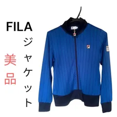 ★美品★　FILA　フィラ　 楽天　コラボ　ジップアップ　トラック　ジャケット　ブルー　青　ブラック　黒　ボーダー　M