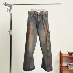 25AW Never Forget 3D TWISTED WIDE LEG JEANS