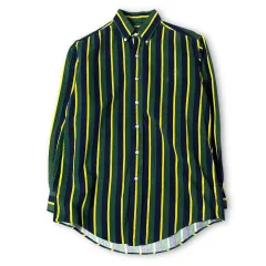 ポロラルフローレン グリーン イエロー ネイビー ストライプ 冬 長袖 シャツ 90