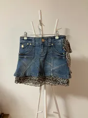 EGOIST 姉ギャル デニムスカート ミニスカート レオパード ホピレイヤード y2k