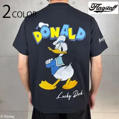 FLAG STAFF × Disneyコレクション Donald Duck 柄 半袖Tシャツ （ 462521 ） カジュアル アメカジ 半袖 Tシャツ ディズニー コラボ ドナルドダック カラフル ポップ 刺繍 ブラック ホワイト 2色展開 送料無料のサムネイル