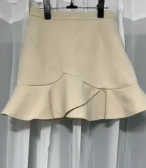 ベージュ フリル スカート キュロット