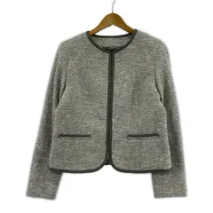 any FAM エニィファム ツイードノーカラージャケット size2/ライトグレー系