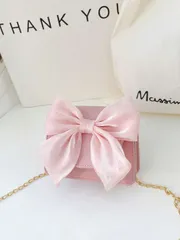 バッグ レディース ドレスバッグ リボンデザイン レディース ミニ クロスボディバッグ PUレザー チェーンストラップ 小型ショルダーバッグ、高品質 多用途アクセサリー リップスティックポーチ、ウェディング、ピンク