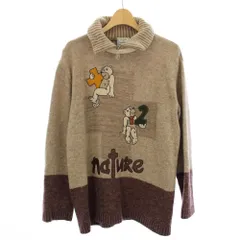 カステルバジャック CASTELBAJAC +2 nature sport ニット セーター 長袖 ハーフジップ クマ柄 2 ベージュ /TK