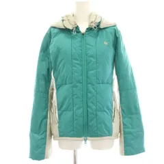 ルコックスポルティフ le coq sportif ダウンジャケット 上着 M 緑 グリーン グレー フード付き ジップアップ ナイロン /HN
