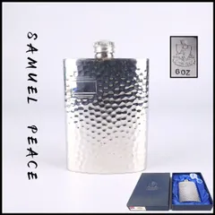 英国製 【SAMUEL PEACE】 錫製 ピュータースプリッツフラスコ ウイスキーボトル 共箱付 美品！GB896のサムネイル