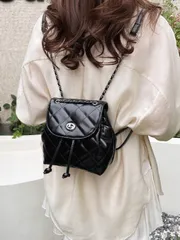 バッグ レディース バックパック PUレザー ダイヤモンドキルティング刺繍ロックデコレーション レディースファッション チェーンショルダーバックパック