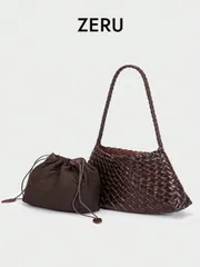 バッグ レディース ショルダーバッグ ハンドメイド 織りの脇/ショルダーバッグ、2025年新作 多用途カジュアルレトロ野菜バスケットハンドバッグ&ショルダーバッグ