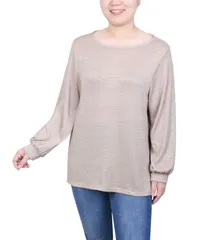 ニューヨークコレクション レディース トップス シャツ プチ NY Collection Petite Long Sleeve Tunic Top Champagne シャンパン