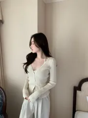 新品 AUBEZEST ホルター ノースリーブ カーディガン セット スリム ゴージ ノースリーブ カーディガン