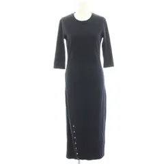 セオリー Theory ワンピース S 紺 ネイビー ラウンドネック 七分袖 サイドボタン ロング マキシ リブ /HN