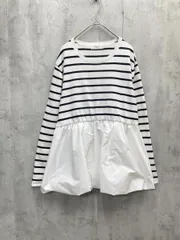 OPAQUE.CLIP オペークドットクリップ バルーンドッキングペプラムニット 洗濯機洗い可 size42/LL/白ｘ黒 ■◇ レディース