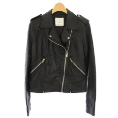 マンゴ MNG ライダースジャケット レザージャケット 羊革 ジップアップ S 黒 /TK