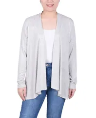 ニューヨークコレクション レディース アウター ニット・セーター プチ セーター カーディガン NY Collection Petite Long Sleeve Swing Cardigan Sweater Light Gray グレー