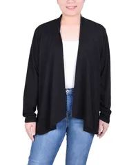 ニューヨークコレクション レディース アウター ニット・セーター プチ セーター カーディガン NY Collection Petite Long Sleeve Swing Cardigan Sweater Black ブラック