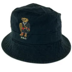 POLO RALPH LAUREN ポロ・ラルフローレン タグ付き ベア刺繍 バケットハット sizeL/XL　61cm/ブラック