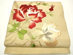 平和屋着物●アンティーク　大正ロマン　太鼓柄　京袋帯　唐織　駒刺繍　総刺繍　枝花文　黒地　金糸　正絹　逸品　CABE0278hy