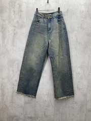 新品 mily bilet ミウィビレット オーロラストーン付きヴィンテージライクカーブデニムパンツ ワイド カットオフ sizeL/オーバーダイ ■◇ レディース