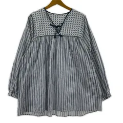 Toujours トゥジュー 総柄 ブラウス size2/ブルー×ホワイトのサムネイル