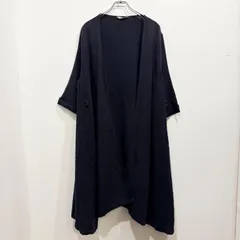 fog linen work FLW フォグリネンワーク ウールリネン羽織り ガウンコート ネイビー リトアニア製 M【送料込み】のサムネイル