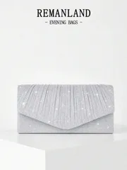 バッグ レディース クラッチバッグ ミニシーケンスチェーンプリーツスクエアイブニングクラッチ/ハンドバッグ、女性のボールガウン、ボールルームアクセサリー、シーケンスドレス、グリッタードレス、エレガントなフォーマルガ