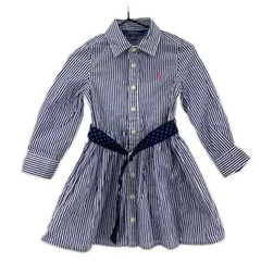 POLO RALPH LAUREN ポロ・ラルフローレン ストライプ シャツワンピース size2/2T/ホワイト×ネイビー