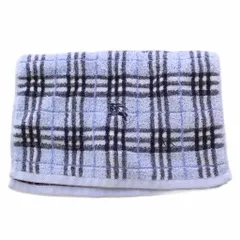 バーバリー ロンドン BURBERRY LONDON フェイスタオル チェック柄 ロゴ 刺繍 黒 ブラック 水色 ライトブルー /BB