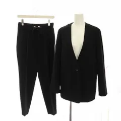 ティアラ Tiara スーツ セットアップ 上下 ノーカラージャケット パンツ 黒 ブラック A0133FJM235 /YM