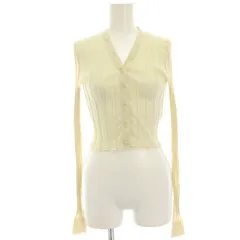 エストネーション ESTNATION ニットカーディガン F 薄黄色 ライトイエロー リブ Vネック 長袖 シアー ストレッチ ショート丈 41-109-12-040334 /HN